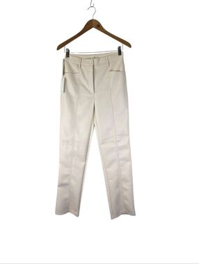 New Aritzia Wilfred Rebel Pants Size4 Birch High Rise Vegan Leather Straight Leg